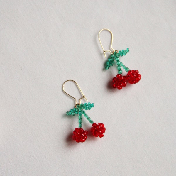 Boucles d'oreilles Cerises en perles de verre