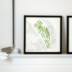 East Potomac Golf Links, Washington, DC, USA - Platz Karte Illustration auf Premium Papier gedruckt, Golf Souvenir für Golf Liebhaber