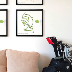 Stanford Golf Club, Santa Clara, Silicon Valley, Kalifornien, USA – Golf Platz Karte Illustration Wandkunst, Gedruckt auf Premium Papier