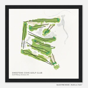 Sweetens Cove Golf Club, South Pittsburg, Tennessee, USA - Golf Platz Karte, Wand Kunst Druck auf Premium Papier, Golf Geschenk Idee, Golf Souvenir