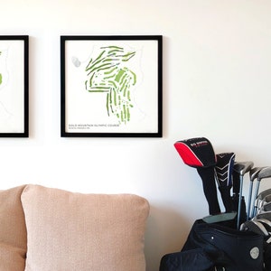 Campo Olímpico Gold Mountain, Bremerton, Washington, EE. UU. - Impresión artística de pared con mapa de campos de golf en papel premium, idea de regalo de golf, recuerdo de golf