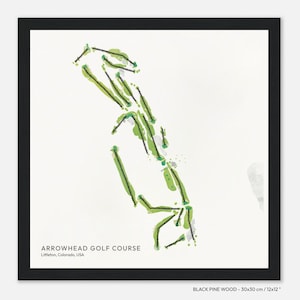 Arrowhead Golf Course, Littleton, Colorado, EE. UU. - Arte de pared con ilustración de mapas de campos de golf, impreso en papel premium, regalo para él y ella