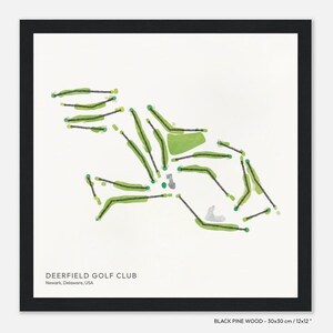 Deerfield Golf Club, Newark, Delaware, EE. UU. - Ilustración del mapa del campo impresa en papel premium, regalo de golf para él, regalo de golf para ella