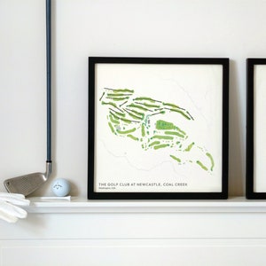 Club de Golf de Newcastle, Campo Coal Creek, Washington, EE. UU. - Mapa de campo de golf, arte mural, impresión en papel premium, regalo de golf, recuerdo de golf