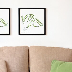 Recuerdo de golf: Campo de golf Presidio, San Francisco, California, EE. UU. - Ilustración del mapa del campo impresa en papel premium, ideal como regalo para golfistas
