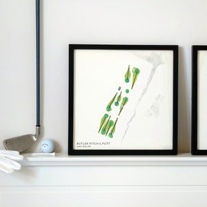 Butler Pitch & Putt - Austin, Texas, EE. UU. - Ilustración de mapa del campo, arte mural, impreso en papel premium, idea de regalo de golf, recuerdo de golf