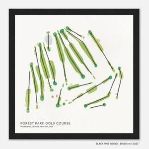 NYC: Forest Park Golf Club, Woodhaven, Queens, New York, USA - Platz Karte Illustration auf Premium Papier gedruckt, Geschenk für Sie