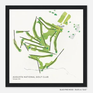 Augusta National Golf Club, Georgia, EE. UU., - Ilustración del mapa del campo impresa en papel premium, arte de pared - Recuerdo de golf