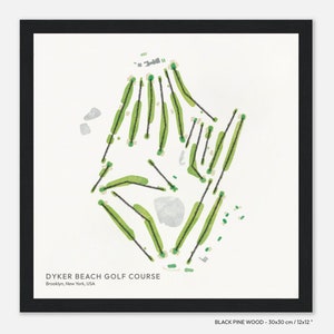 NYC: Campo de golf Dyker Beach, Brooklyn, Nueva York, EE. UU. - Ilustración con mapa del campo, arte mural, regalo de golf, recuerdo de golf