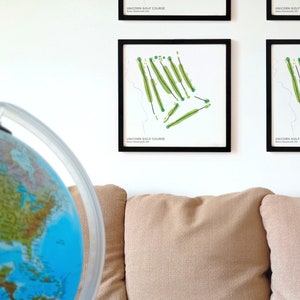 Campo de Golf Unicorn, Boston, Massachusetts, EE. UU. - Ilustración del mapa del campo impresa en papel premium, arte mural, recuerdo de golf, regalo de golf