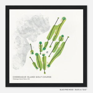 Campo de golf de Chebeague Island, Maine, EE. UU. - Ilustración de mapa del campo de golf impresa en papel premium para amantes del golf.