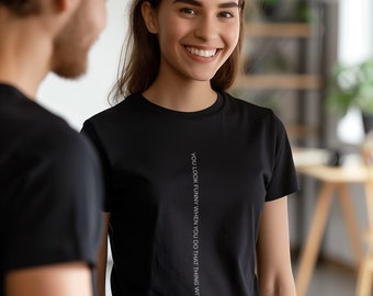 Tilt-Head Humor T-shirt | Minimalistic 'You Look Funny' Design | Unique Gift Idea