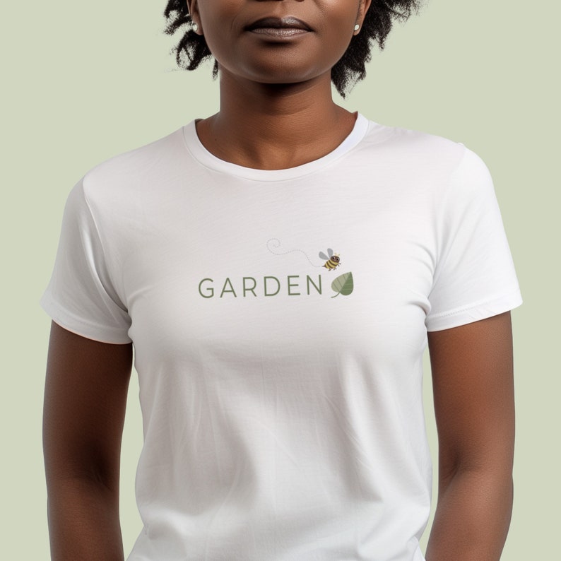 The bee and the leaf completes the Garden Belief design of this comfortable premium T-shirt.