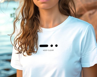 Minimalistic Morse Code 'KEEP CLEAR' Sailing Signal T-Shirt | Nautical Style