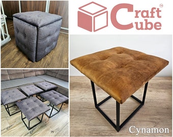CraftCube Pouf 5 in 1: Ottoman, Decor, Pouffe - transformer, Cinnamon Color
