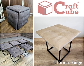 CraftCube Pouf 5 in 1: Ottoman, Decor, Pouffe - transformer, Florida Beige Color