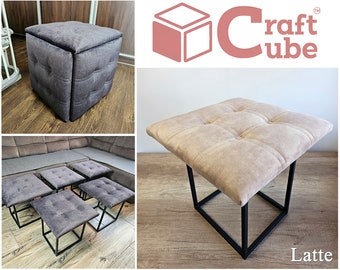CraftCube Pouf 5 in 1: Ottoman, Decor, Pouffe - transformer, Latte Color