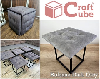 CraftCube Pouf 5 in 1: Ottoman, Decor, Pouffe - transformer, Bolzano Dark Gray Color