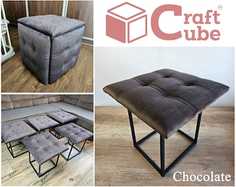 CraftCube Pouf 5 in 1: Ottoman, Decor, Pouffe - transformer, Chocolate Color