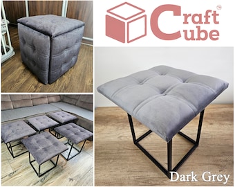CraftCube Pouf 5 in 1: Ottoman, Decor, Pouffe - transformer, Dark Gray Color