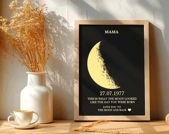 Custom Best Mothers Day Gift|Custom Moon Phase Frame|Custom Birth Date Art Frame|Moon Phase Wall Art|Custom Moon Phase Print|Mama's Day Gift