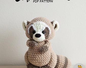 Raccoon Plush Crochet Pattern Amigurumi Animal Toy PDF