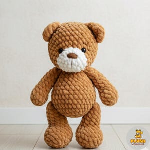 Teddy bear amigurumi crochet pattern PDF, no sew easy stuffed plush toy, cute handmade snuggler buddy, beginner friendly crochet project, digital step by step crochet tutorial, soft plush bear for home and nursery decor, DIY kawaii crochet ornament, gift for amigurumi and crochet lovers, handmade plush bear tutorial