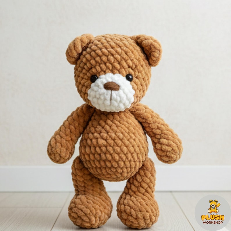 Teddy bear amigurumi crochet pattern PDF, no sew easy stuffed plush toy, cute handmade snuggler buddy, beginner friendly crochet project, digital step by step crochet tutorial, soft plush bear for home and nursery decor, DIY kawaii crochet ornament, gift for amigurumi and crochet lovers, handmade plush bear tutorial