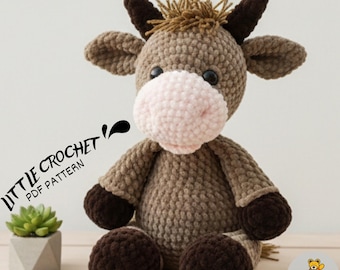 Plush Amigurumi Bull Crochet Toy Pattern (PDF)