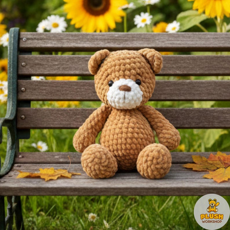 Teddy bear DIY amigurumi crochet pattern PDF, easy no sew stuffed plush toy, beginner friendly handmade snuggler buddy, cute crochet bear ornament, soft plush toy for home nursery decor, step by step digital crochet tutorial, gift for amigurumi crochet enthusiasts, DIY plush project for beginners, easy stuffed toy crochet pattern