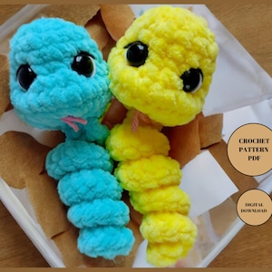 Amigurumi Little Snake Crochet Toy Pattern Pdf | Stuffed Plush Amigurumi Little Snake Animal Crochet Pattern Pdf for nursery decor