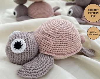 Turtle Amigurumi Crochet Toy Pattern Pdf, Stuffed Plush Easy Cute Turtle Amigurumi crochet pattern for nursery decor