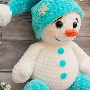 Stuffed Plush Amigurumi Snowman Crochet Toy Pattern for nursery decor