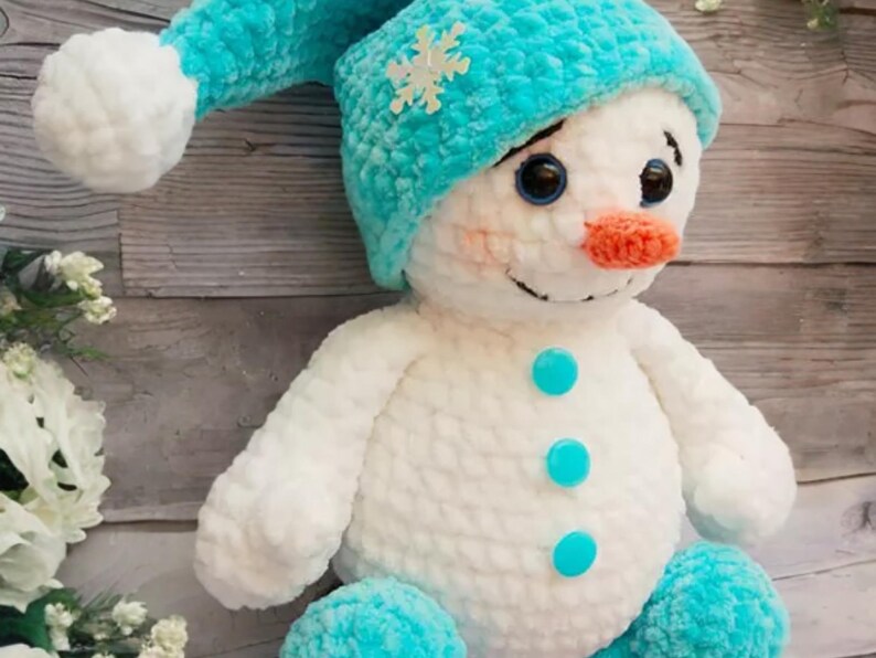 Stuffed Plush Amigurumi Snowman Crochet Toy Pattern for nursery decor