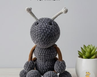 Schema all'uncinetto per formica amigurumi: peluche imbottito (PDF)