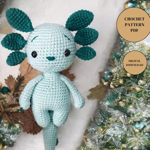 Axolotl Amigurumi Crochet Toy Pattern Pdf, Stuffed Plush Easy Cute Axolotl Amigurumi crochet pattern for nursery decor