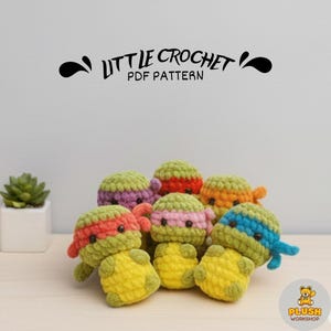 Patrón de crochet de las Tortugas Ninja en PDF: Juguete amigurumi fácil