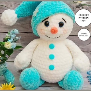 Stuffed Plush Amigurumi Snowman Crochet Toy Pattern pdf