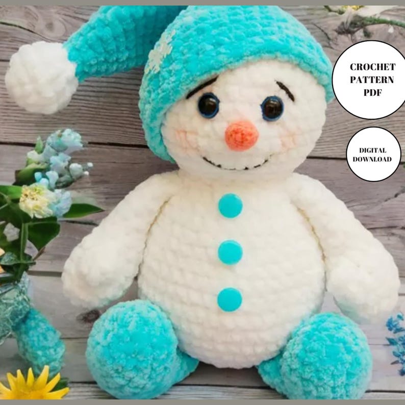 Stuffed Plush Amigurumi Snowman Crochet Toy Pattern pdf