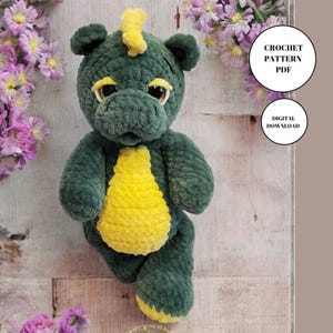 Plush Amigurumi Dinosaur Crochet Toy Pattern PDF, Stuffed Plush Dinosaur Amigurumi crochet Animal Toy pattern for nursery decor