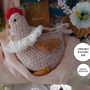 Plush Amigurumi Chicken Crochet Toy Pattern PDF, Stuffed Plush Chicken Amigurumi crochet Animal Toy pattern for nursery decor