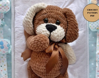 Dog Amigurumi Crochet Toy Pattern Pdf, Stuffed Plush Easy Cute Dog Amigurumi crochet pattern for nursery decor, Tutorials pdf in english
