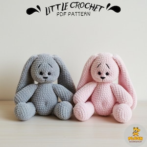 Plush Long Ear Bunny Amigurumi Crochet Pattern (PDF)