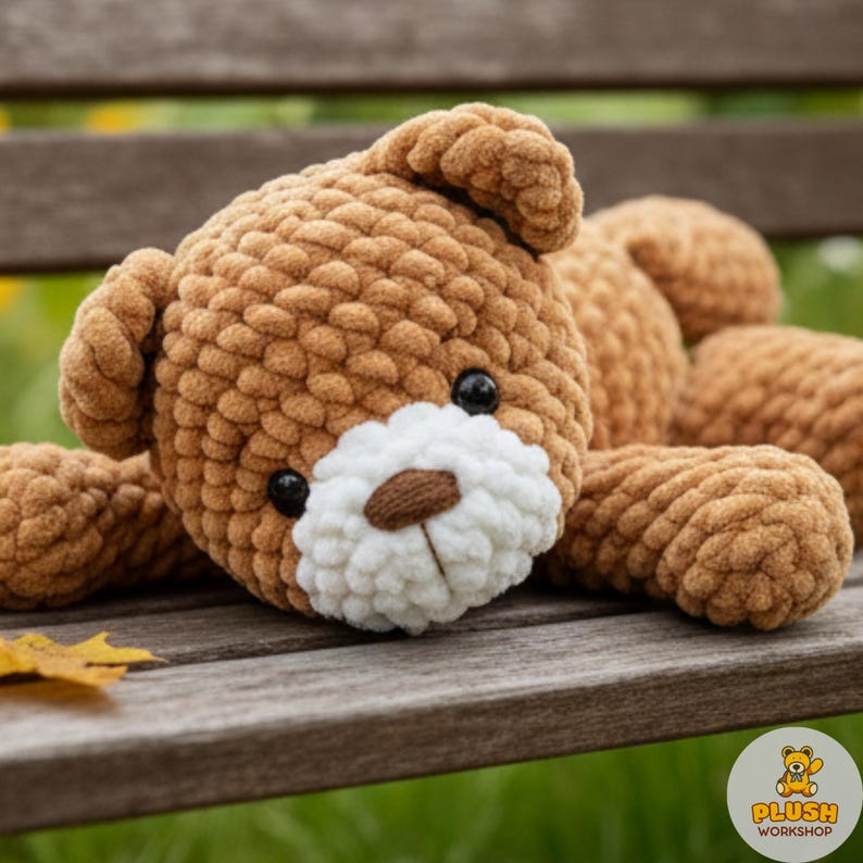 Easy DIY teddy bear amigurumi crochet pattern, no sew stuffed plush toy PDF, cute handmade snuggler buddy, beginner friendly crochet tutorial, soft plush bear for nursery and home decoration, step by step digital instructions, kawaii amigurumi crochet ornament, gift for crochet enthusiasts, easy DIY crochet plush project