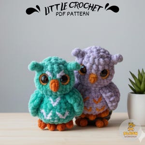 Owl Keychain Crochet Pattern Plush Amigurumi Animal Toy PDF