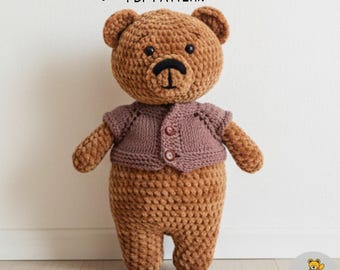 Padrão de crochê para amigurumi de ursinho de pelúcia: brinquedo de pelúcia (PDF)