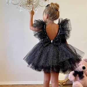 Black tutu dress, Black Flower girl, Flower Girl Dress, Junior Bridesmaid dress