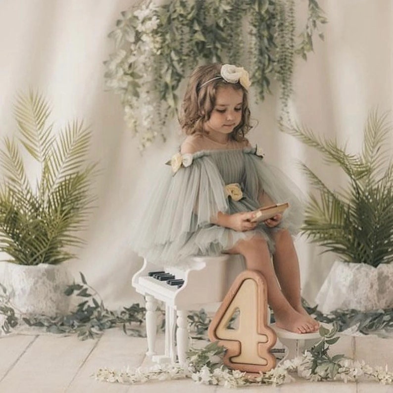 Sage Green Boho Flower Girl Dress, Boho First Birthday Outfit,baby Girl