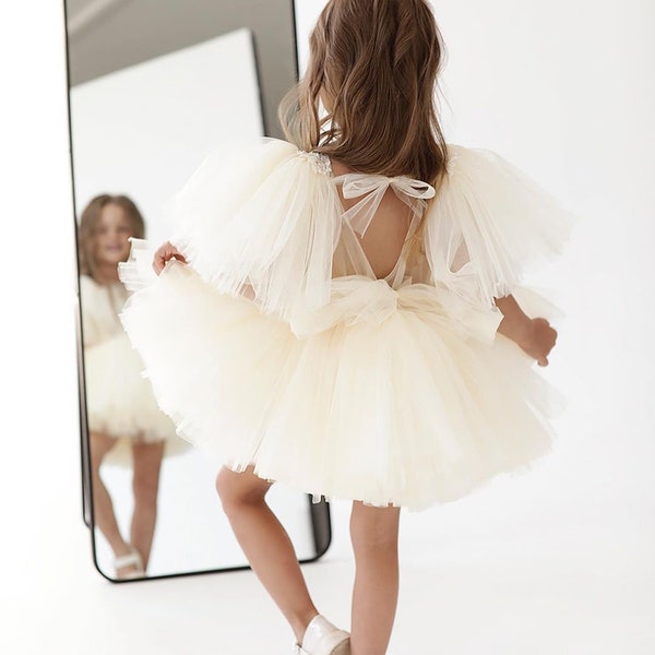 Baby girl dress. For special occasion. Baby girl brithday dress. 1st Birthday dress. Gold blush sequin dress. main image 0