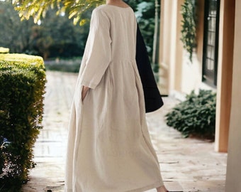 Loose Cotton Robes,Casual Long Maxi dress,Flowy summer dress,Casual Loose Dress,Oversized long dress,Linen Kaftan Dress,Handmade long dress